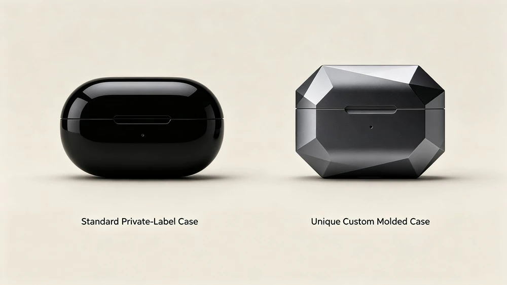 private label earbuds case compared to custom molded earbuds case