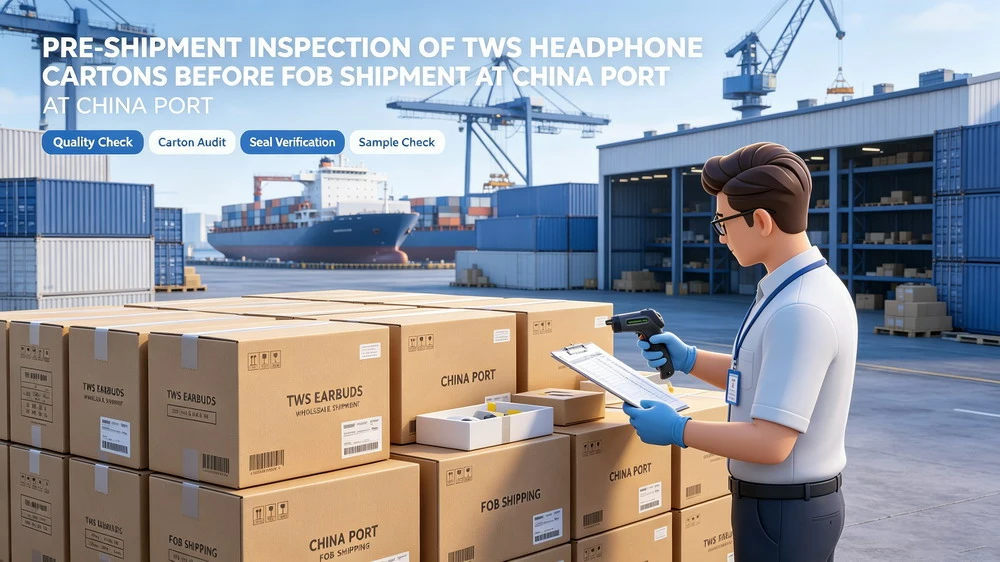Pre-shipment inspection of TWS earbuds before FOB shipment